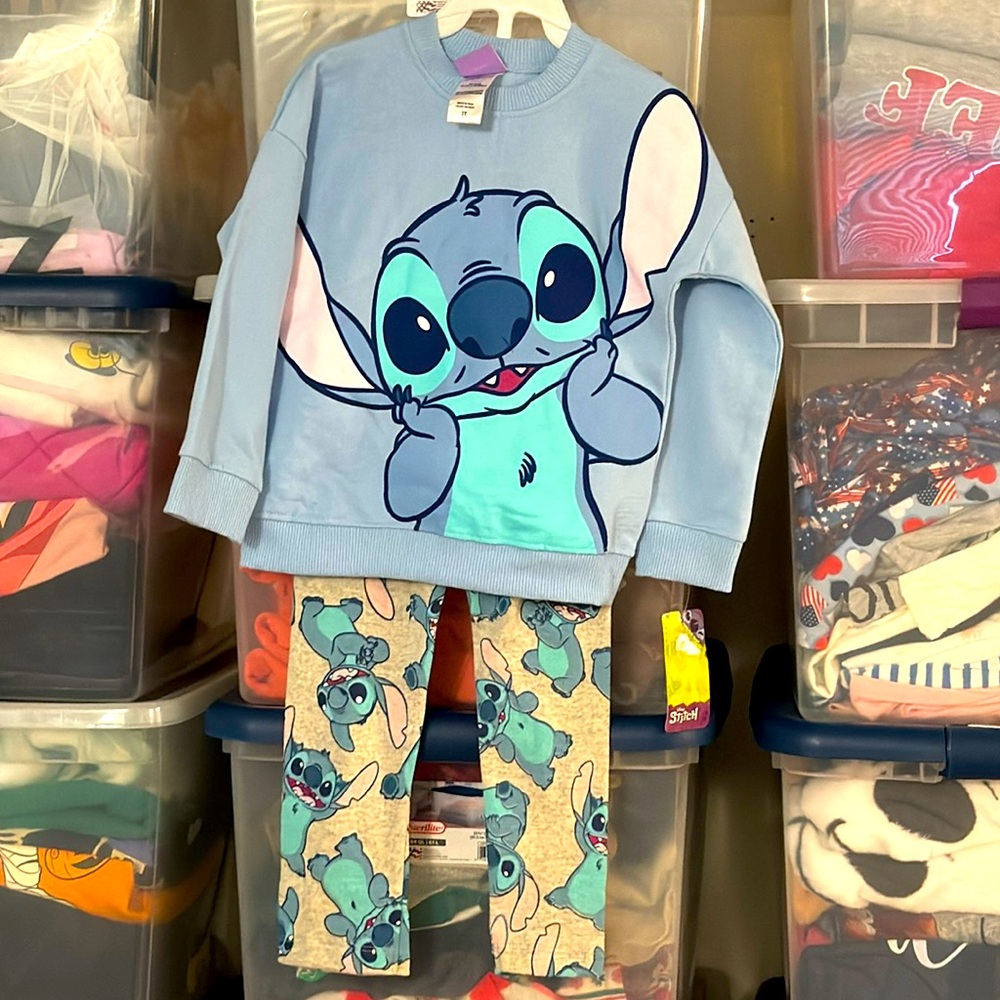 STITCH Sweatshirt and Leggings * Blue Aqua Gray * 2 piece Set * Toddler Girl 3T